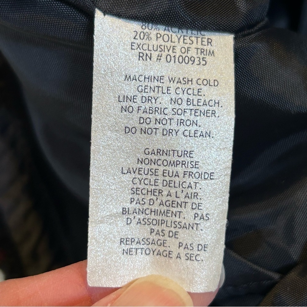 VTG Black Diamond Sherpa Fleece Botanical Floral Print Jacket Black Size Small - Picture 11 of 12